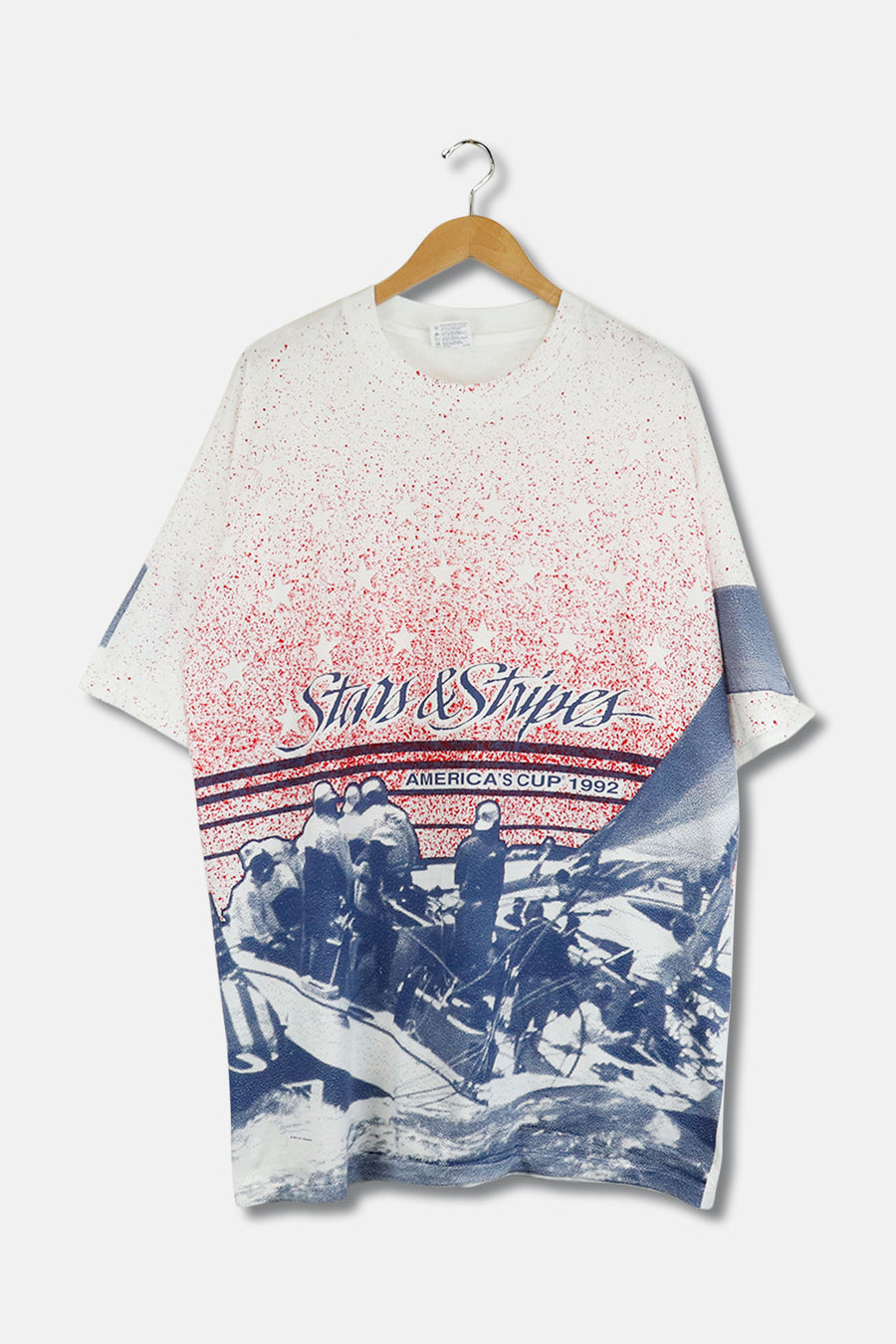 Stars And Stripes T Shirt Sz XL, 2XL Vintage 1992 America's Cup AOP