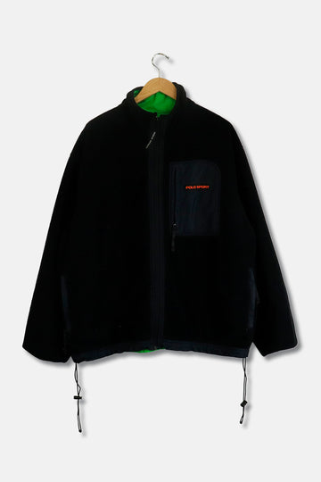 Vintage Polo Sport Reversible Lime Green And Black Fleece Jacket