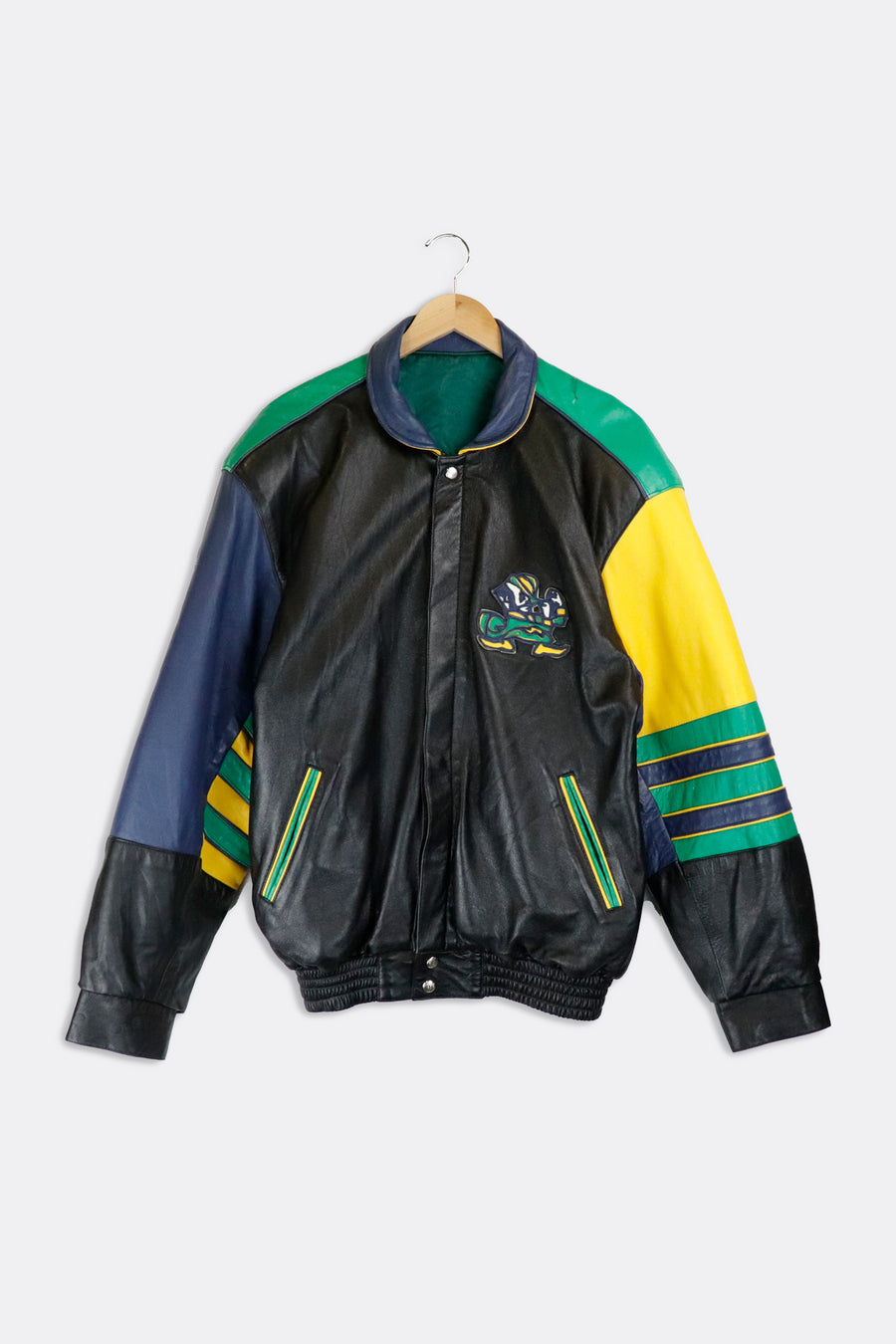 Vintage Jeff Hamilton Notre Dame Fightin' Irish Leather Jacket Sz XL