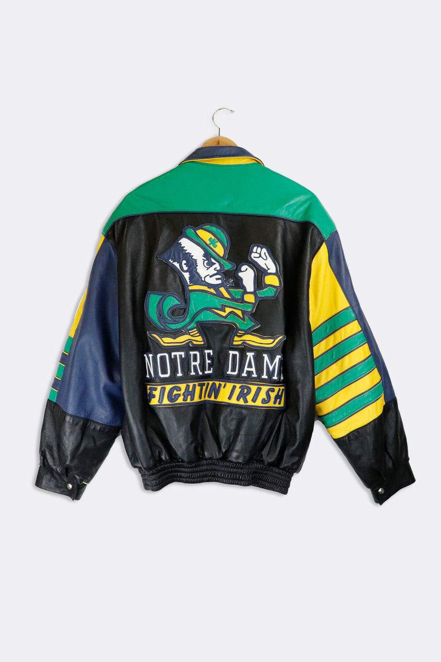 Vintage Jeff Hamilton Notre Dame Fightin' Irish Leather Jacket Sz XL