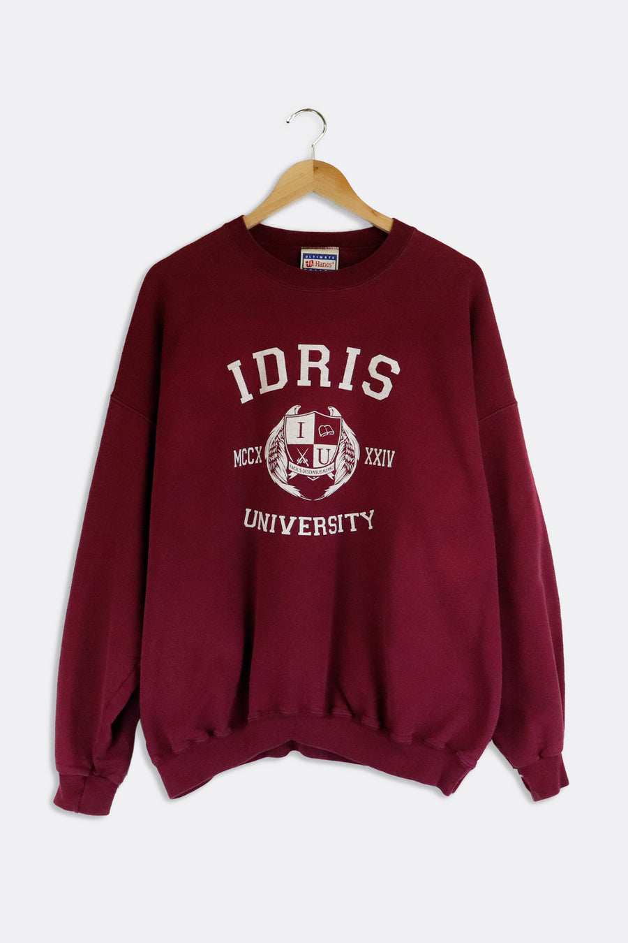 Vintage Idris University MCCX XXIV Facilis Descensus Averni Sweatshirt Sz XL