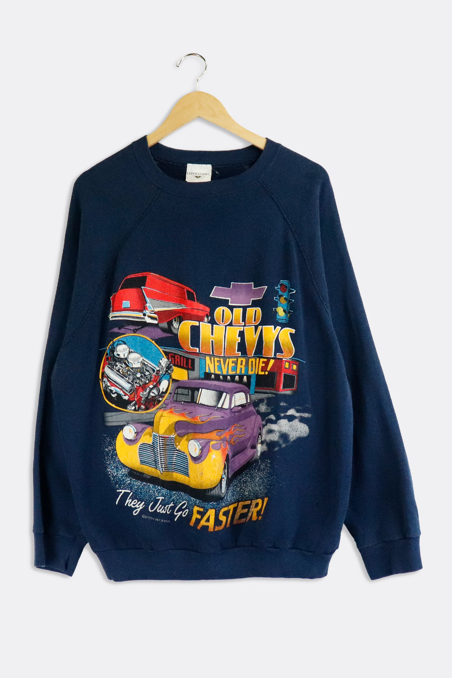 Vintage Old Chevys Never Die Sweatshirt Sz 2XL